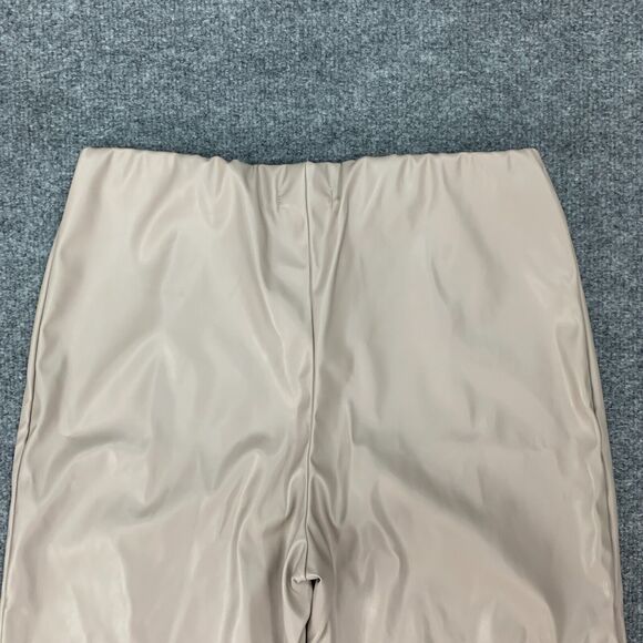 PrettyLittleThing Trouser Womens 6 Stone Faux Leather Seam Detail Straight Leg - Picture 10 of 16